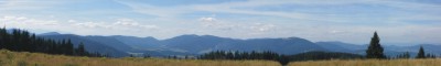 Panorma z Krawcowho vrchu  sti polskch Beskyd a Mal Fatry